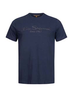 Ben Sherman ベンシャーマン / ロゴプリントTシャツ Blue -送料無料-