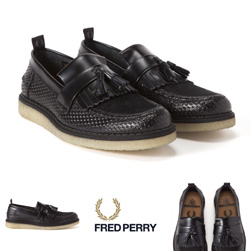 FRED PERRY(フレッドペリー) x GEORGE COX(ジョージコックス)/タッセルローファー(Perf Leather) Black -送料無料-