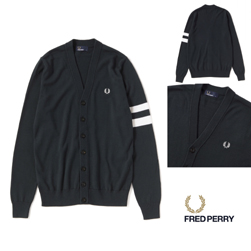 FRED PERRY(フレッドペリー)/ティップドスリーヴカーディガン(K2518) British Racing Green -送料無料-