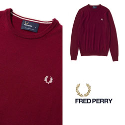 FRED PERRY(フレッドペリー)/クラシッククルーネックセーター(K7211) Dark Red -送料無料-