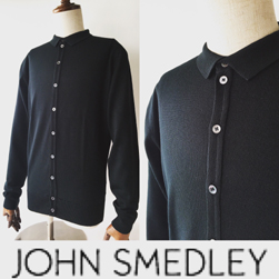 JOHN SMEDLEY(ジョンスメドレー)/メリノウールポロネックカーディガン(PARWISH) Racing Green -送料無料-