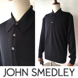 JOHN SMEDLEY(ジョンスメドレー)/メリノウールポロシャツ(DORSET) Black -送料無料-