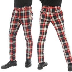 Original John オリジナルジョン / タータンチェックパンツ(TARTAN NARROW TROUSERS) Dark Grey x Orange -送料無料-