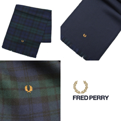 FRED PERRY フレッドペリー / リバーシブルタータンマフラー(F19837) Navy x Blackwatch -送料無料-