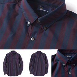 FRED PERRY(フレッドペリー)/ブロックストライプシャツ(F4358) Maroon -送料無料-