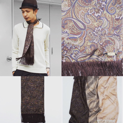 Original John(オリジナルジョン)/スカーフ(JOHN'S SCARVES) Navy x Brown Paisley