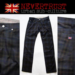 NEVERTRUST(ネバートラスト)/トラディショナルチェック5ポケットパンツ Dark Navy -送料無料-