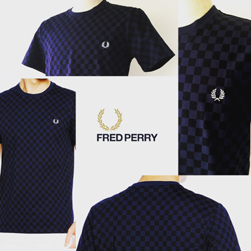 FRED PERRY(フレッドペリー)/チェッカーボードプリントTシャツ(M1560) French Navy