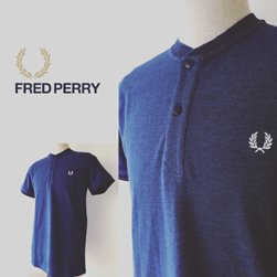 FRED PERRY(フレッドペリー)/カノコヘンリーネックTシャツ(M2535) Medieval Blue x Black Oxford