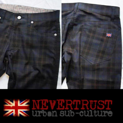 NEVERTRUST(ネバートラスト)/トラディショナルチェック5ポケットパンツ Dark Navy -送料無料-