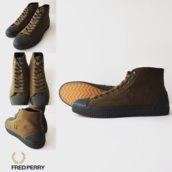 FRED PERRY(フレッドペリー)/スニーカー(HUGHES MID SHWR RESISTANT CANVAS) Dark Olive -送料無料-