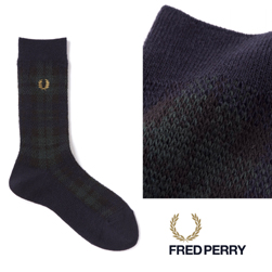 FRED PERRY(フレッドペリー)/タータンミドルソックス(F19842) Navy