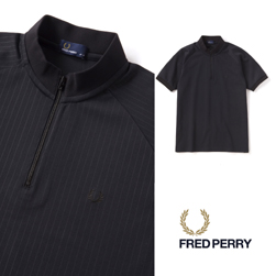 FRED PERRY フレッドペリー / ピンストライプジップネックシャツ(F1677) Black -送料無料-