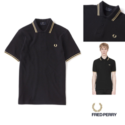 FRED PERRY(フレッドペリー)/ラインポロシャツ(M12N) Black x Champagne x Champagne -送料無料-