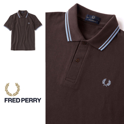 FRED PERRY フレッドペリー / ラインポロシャツ(M12N) Chocolate x Ice x Ice -送料無料-