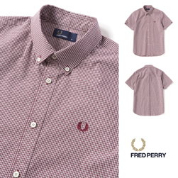 FRED PERRY フレッドペリー / ギンガムチェックボタンダウンシャツ(F4470) Wine -送料無料-