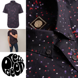 PRETTY GREEN プリティーグリーン / ドットプリントボタンダウンシャツ(OWLSEY) Black -送料無料-