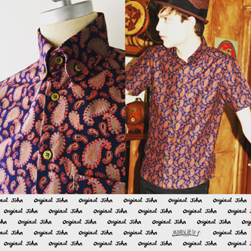 Original John オリジナルジョン / クラシックラウンドボタンダウンシャツ Navy Paisley -送料無料-