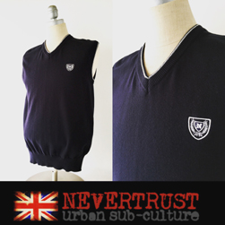 NEVERTRUST ネバートラスト / コットンニットVネックベスト Navy