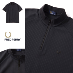 FRED PERRY フレッドペリー / ピンストライプジップネックシャツ(F1677) Black -送料無料-