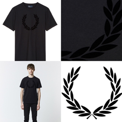 FRED PERRY フレッドペリー / フロッキープリントリンガーTシャツ(M3520) Black