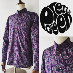 PRETTY GREEN プリティーグリーン / ペイズリーボタンダウンシャツ Purple