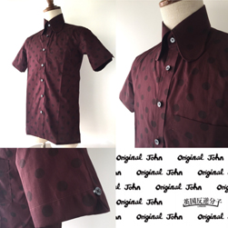 Original John(オリジナルジョン)/ポルカドットビーグルカラーシャツ(SHBC271) Burgundy
