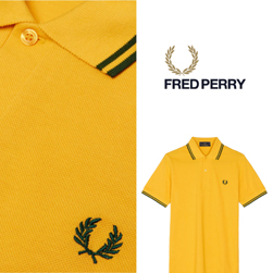 FRED PERRY フレッドペリー / ラインポロシャツ(M12N) Maize x Tartan Green -送料無料-