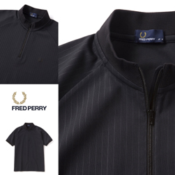 FRED PERRY フレッドペリー / ピンストライプジップネックシャツ(F1677) Black