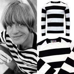 MADCAP ENGLAND マッドキャップイングランド / レトロ60sモッドストレートネックボーダー(BRIAN JONES STYLE) Black x White