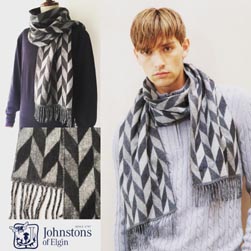 Johnstons ジョンストンズ / メリノカシミヤスカーフ(WB001517) Charcoal Grey -送料無料-