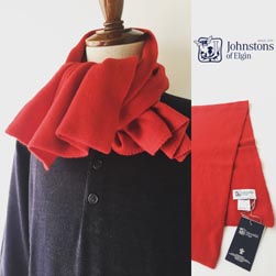 Johnstons ジョンストンズ / カシミヤショートマフラー(HAE02488) Classic Red -送料無料-