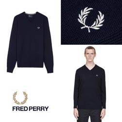 FRED PERRY フレッドペリー / クラシックVネックセーター(K4500) Dark Carbon -送料無料-