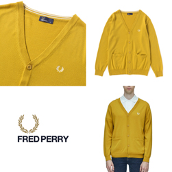 FRED PERRY フレッドペリー / Vネックカーディガン(F3192) Mustard -送料無料-