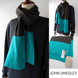 JOHN SMEDLEY ジョンスメドレー / メリノウールスカーフ(GERMAIN STRIPE) Orion Green -送料無料-