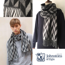 Johnstons ジョンストンズ / メリノカシミヤスカーフ(WB001517) Charcoal Grey -送料無料-