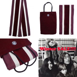Original John オリジナルジョン / ヴェルヴェットスクールマフラー Burgundy