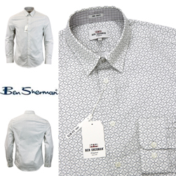 Ben Sherman ベンシャーマン / オプティックチェッカーボードパターンシャツ Bright White