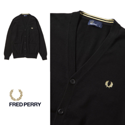 FRED PERRY フレッドペリー / Vネックカーディガン(F3199) Black -送料無料-
