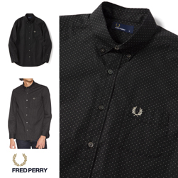 FRED PERRY フレッドペリー / ドットボタンダウンシャツ (F4499) Black -送料無料-