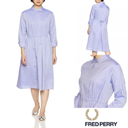 FRED PERRY フレッドペリー / レディースバックプリーツシャツドレス (F8471) Saxe Blue -送料無料-