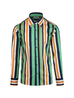 MADCAP ENGLAND マッドキャップイングランド / レトロ60sモッド トリップストライプボタンダウンシャツ Green x Black -送料無料-