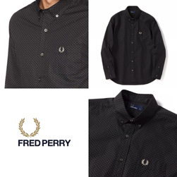 FRED PERRY フレッドペリー / ドットボタンダウンシャツ (F4499) Black -送料無料-
