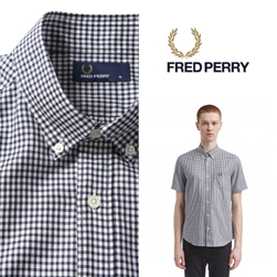 FRED PERRY フレッドペリー / ギンガムチェックボタンダウンシャツ (F4506) Navy -送料無料-