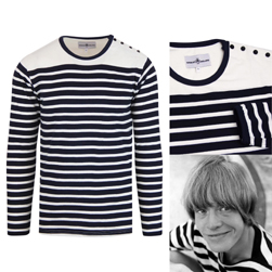 MADCAP ENGLAND マッドキャップイングランド / 60ｓモッド ブルトンストライプＴシャツ(LE BEAT) Navy x White