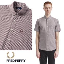 FRED PERRY フレッドペリー / ギンガムチェックボタンダウンシャツ (F4506) Maroon -送料無料-