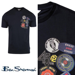 Ben Sherman ベンシャーマン / ノーザンソウルワッペンプリントTシャツ Dark Navy