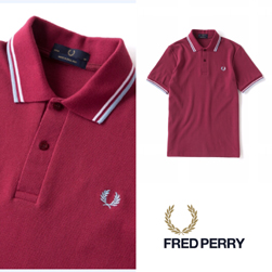 FRED PERRY フレッドペリー / ラインポロシャツ(M12N) Maroon x White x Ice -送料無料-