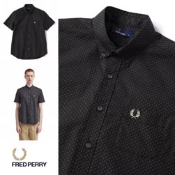 FRED PERRY フレッドペリー / ドットボタンダウンシャツ (F4506) Black -送料無料-