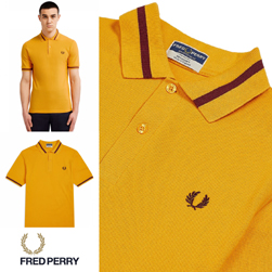 FRED PERRY フレッドペリー / シングルラインポロシャツ(M2) Golden x Maroon -送料無料-